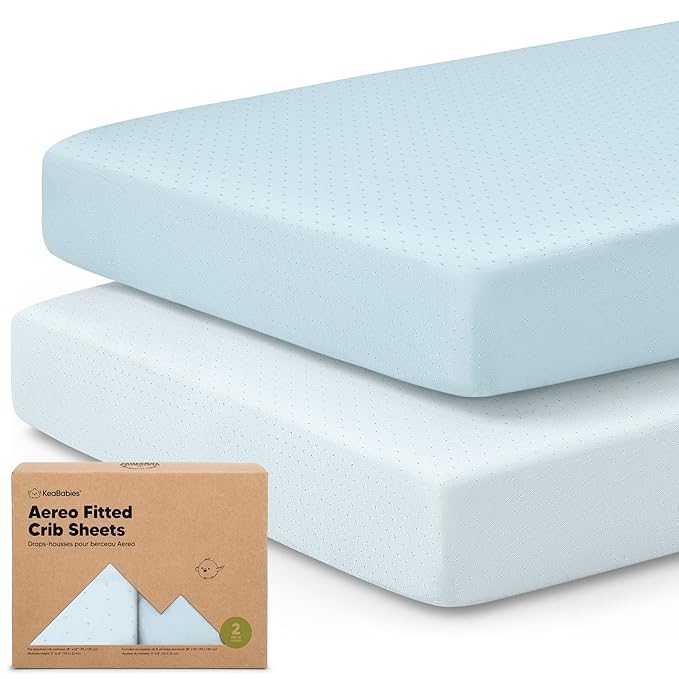 KeaBabies 2-Pack Fitted Crib Sheets for Boys, Girls, Baby - Soft Bamboo Viscose Cotton, 52x28 Standard Crib Mattress Sheets, Toddler Bed Mattress Cover, Gender Neutral, Breathable, Durable (Glacier)