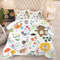 Comforter Set Cartoon Animals: King Size Cute Bedding Sets for Women Adult Teens Girls Kawaii Bedroom Fox Bear Lion Flowers Soft Quilt Bed Set 1 Comforter & 2 Pillowcases
