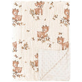 Konssy Baby Blankets for Unisex Boys Girls, Super Soft Nursery Minky Blankets with Muslin Cotton Front and Dotted Fleece Backing, Printed Bed Throws Newborn