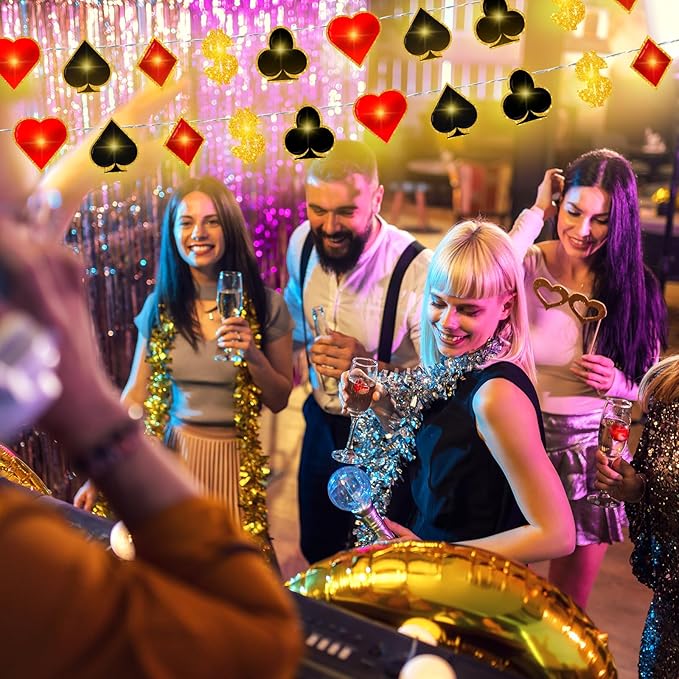 VIHOSE Casino Theme Party Decorations Las Vegas Party Supplies 20 LED 10 ft Poker String Lights for Casino Night Las Vegas Night Baby Shower Birthday Decorations