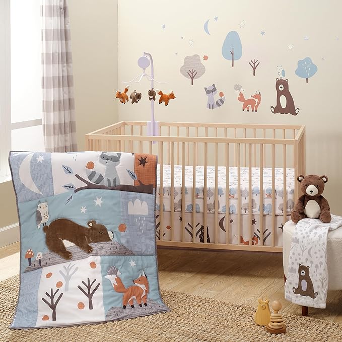 Bedtime Originals Sleepytime Bear & Fox Musical Baby Crib Mobile Soother Toy