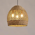 Rattan Pendant Light 13.39" Boho Coastal Hanging Wicker Hand-Woven Seagrass Chandelier for Kitchen Islands Farmhouse 3-Light