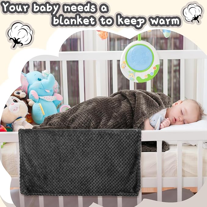 Frienda 4 Pcs Baby Fuzzy Blanket Fluffy Baby Blanket for Boys Girls Soft Warm Infant Newborn Toddler Receiving Nursery Bed Supplies, 32 x 24 Inch(Grey Color)