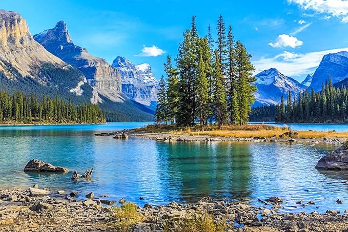Nature Landscapes Mural Wallpaper Lake Mountain Tree Wall Mural for Bedroom Living Room Basement(Not Self-Adhesive)