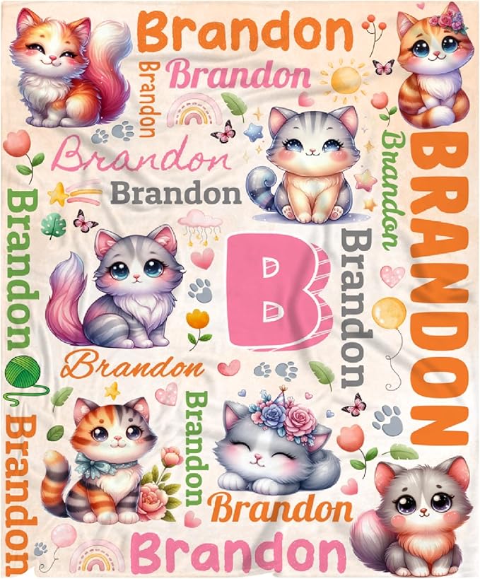Personalized Custom Cat Preschool Blanket Gifts for Baby Toddler Kids Boys Girls - Customized Cat Super Soft Lightweight Flannel Sheets Decor for Crib Nap Couch - 30"x40" for Baby/Pets