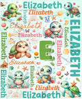 Personalized Custom Cute Turtle Preschool Blanket Gifts for Baby Toddler Kids Boys Girls - Customized Cute Turtle Super Soft Lightweight Flannel Sheets Decor for Crib Nap Couch - 30"x40" for Baby/Pets