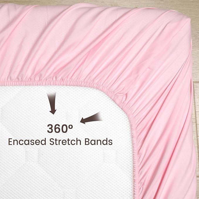 PHF 3 Pack Soft Rose Floral Crib Sheets Fitted, Silky Comfy Breathable Baby Sheets for Boys Girls, 28x52 Inches Fits Standard Crib and Toddler Mattresses, Pink Floral