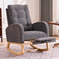 NIOIIKIT Nursery Rocking Chair, Linen Upholstered Glider Chair with Footrest, Tufted Rocker Recliner with Side Pocket, Comfy Recliner Glider, Accent Chair for Living Room (Grey Linen)
