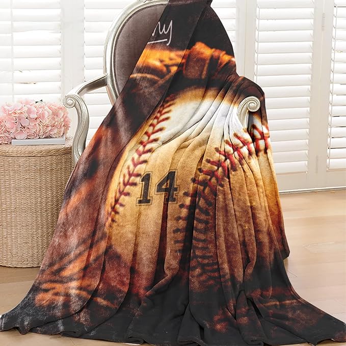 Custom Baby Soft Blanket: Personalized Bedding for Kids Softball Ball Throw Blankets - Perfect Newborn Gift Infant Swaddling Blanket with Name 50x60inch