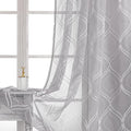 VISIONTEX Sheer Curtains 72 Inches Long 2 Panels Set Light Grey Moroccan Embroidered Curtains Trellis French Textured Rod Pocket Voile Tulle Semi Window Drapes for Bedroom Living Room 54 x 72 Inches