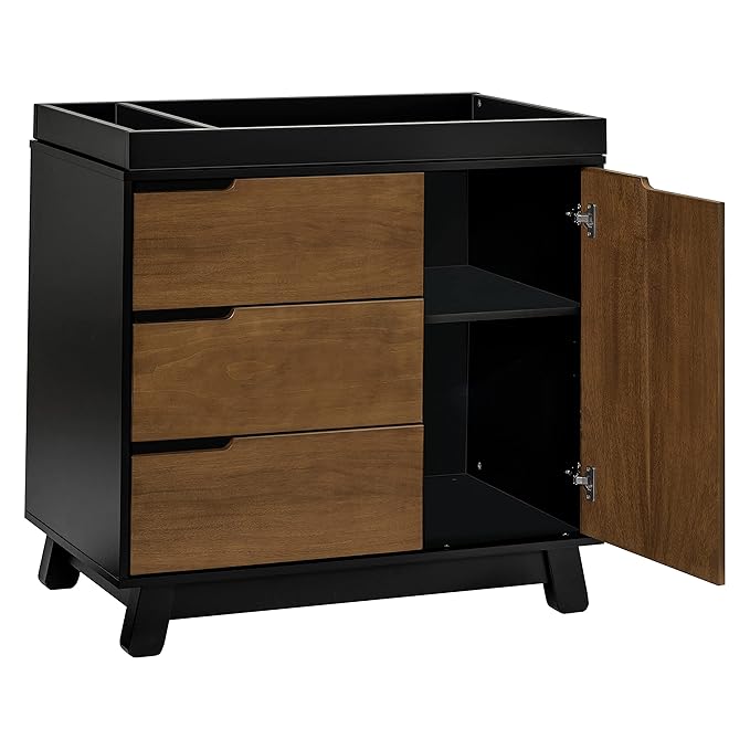 Babyletto Hudson Changing Table Dresser Combo w/Removable Tray - GREENGUARD Gold Certified 3-Drawer Baby Dresser with Table Top & Side Cabinet - Diaper Changing Station for Nursery, Easy to Assemble