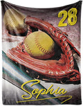 Baby Kids Personalized Baseball Blanket - Custom Name and Number - Soft Warm and Fluffy Flannel Fabric Gift for Sports Lovers 60x80inch