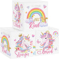Clastyle Pink Unicorn Rainbow Kid Storage Basket Set Foldable Closet Clothes Organizer Nursery Toddler Toy Bin Girl Book Shelf Basket, Diamond, 11.8x11.8x11.8 in