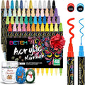 Betem 48 Colors Dual Tip Acrylic Paint Pens Markers, Premium Acrylic Paint Markers Stocking Stuffers for Rock, Wood, Fabric, Glass, Canvas, Ceramic, Christmas Gifts for Teens DIY Crafts Art Supplies
