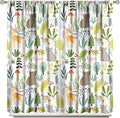 Cartoon Forest Kids Blackout Curtains,Cute Woodland Wild Animals Colorful Deer Plants Trees Print Pattern Thermal Insulation Window Drapes for Nursery Boys Girls Bedroom,White Background 84x84in