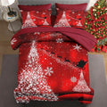 7 Pcs Queen Size Christmas Comforter Set with 2 Pillowcases & 2 Shams, Glitter Pine Tree Bedding for Kids and Adults, Winter Elegant Snowflake Bed in a Bag with Flat Fitted Sheet