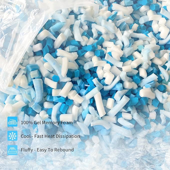 12LBS Shredded Memory Foam Filling Bean Bag Filler, Added Gel Particles Comfortable and Soft,Very Suitable for Filling Bean Bags, Pillows,Dog beds, Couch Cushion