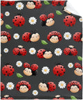 Thuswarm Cute Watercolor Ladybugs Grey Flannel Throw Blanket Warm Cozy Soft Funny Print Blankets for Bed Couch Sofa Room Decoration Gifts 80”×60” Large for Adult