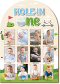 R HORSE My First Year Photo Display Wood Board - Baby’s First Year Picture Frame, 12 Months Milestone Board, 3D Golf Themed Neutral Baby Keepsake Gift One Year Old Birthday Nursery Decor for Girl Boy