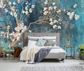 Vintage Flower Bird Wallpaper Magnolia Floral Wallpaper Mural Living Room Bedroom（Not Peel and Stick）