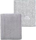 CREVENT 2Pcs 30''X40'' Cute Cozy Fluffy Warm Baby Blankets for Infants Toddlers' Bedding Crib Cot Stroller - Grey Cloud + Wave Grey