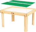NILO Kids Play Table Set with 2 Compatible Lego Duplo Detachable Two-Sided Baseplates/Boards/Mats (N34 Activity Table Without Holes, 24x32x20 and 2X Green Base Plates 12x32)