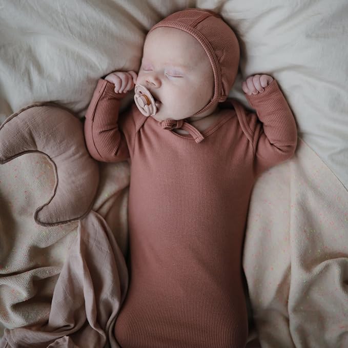 mushie Moon Security Blanket | Baby Lovey | 100% Organic Muslin Cotton (Blush)