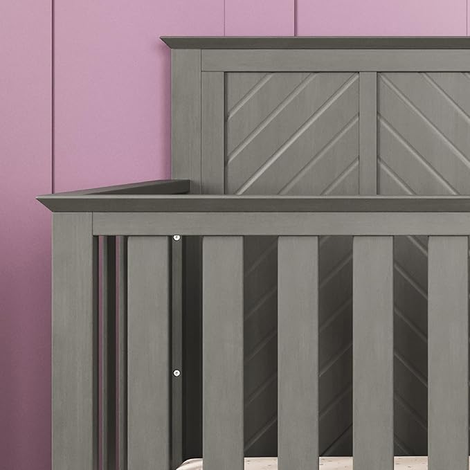 Child Craft Atwood 4-in-1 Convertible Crib, Baby Crib Converts to Day Bed, Toddler Bed and Full Size Bed, 3 Adjustable Mattress Positions, Non-Toxic, Baby Safe Finish (Lunar Gray)