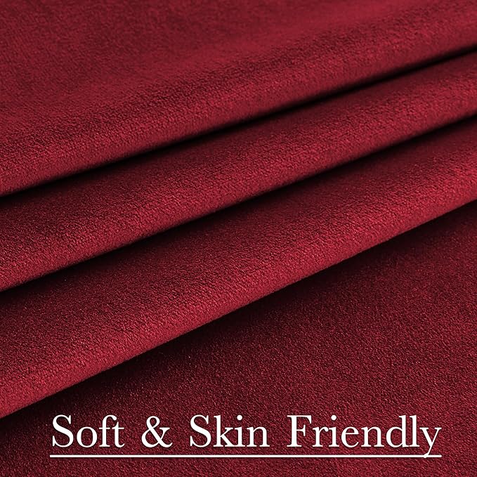 StangH Red Velvet Curtains 52 x 132 inches Long for Living Room Bedroom, Christmas Decor Back Tab Thermal Insulated Privacy Protect Drapes for Home Theater, W52 x L132, 2 Panels