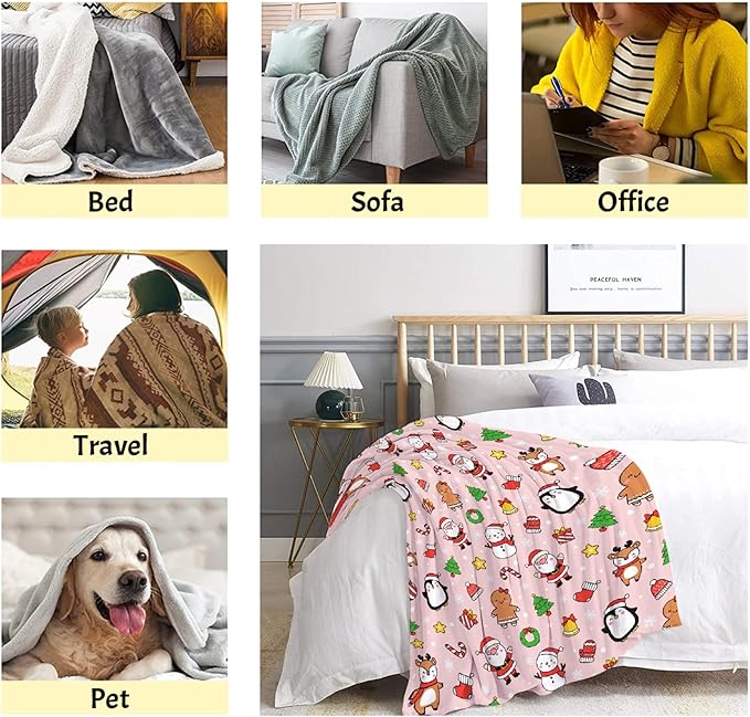 Christmas Blanket for Boys Girls - Christmas Decor for Couch/Bed/Living Room - Ultra Soft Blanket Home Decor for All Seasons,90"x120"-Familys/King Size