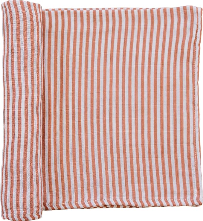 Mebie Baby Pink Stripes Muslin Swaddle, Modern and Neutral Blanket for Baby Girl or Boy, 0-3 Month, Comfy Wrap