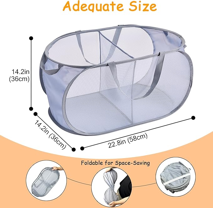 Large Toys Storage Basket Organizer Box for Kids, Boys, Girls - Foldable Toy Storage Bins with Dividers & 2 Sturdy Handles for Living Room, Bedroom, Playroom, Kidsroom (Grey, 2 Compartments)