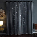 Kinryb Black Star Cutout Blackout 95 Inches Curtains Double Layer with Sheer Overly Curtains for Bedroom Thermal Insulated Window Treatment Set with 2 Free Tiebacks (52W x 95L 2 Panels Black)