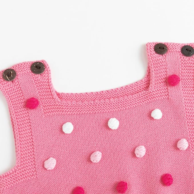 Simplee kids Baby Girl Knit Romper Fall Sleeveless Pompoms Rompers Newborn Little Girl Overall Jumpsuit Outfits