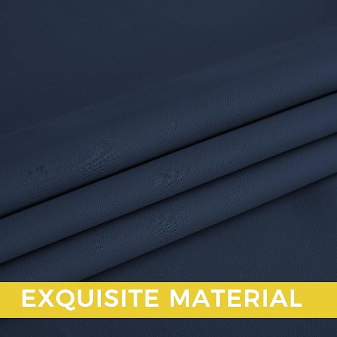 NICETOWN Blackout Curtains Panels for Bedroom, 2 Panels, 52 x 96 Inch, Navy, 3 Pass Microfiber Noise Reducing Thermal Insulated Solid Ring Top Blackout Window Drapes