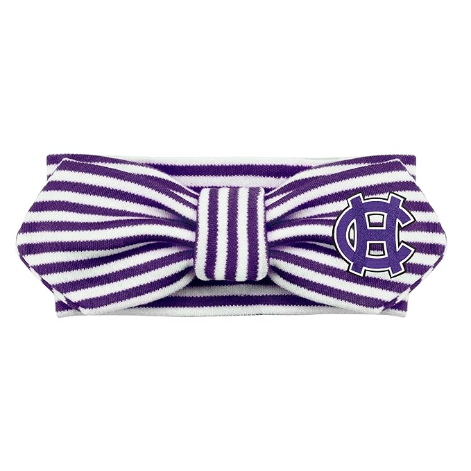 Creative Knitwear Holy Cross Crusaders Infant Girls Purple/White Striped Hair Knot Headband Embroidered Logo - Size Newborn - 4T