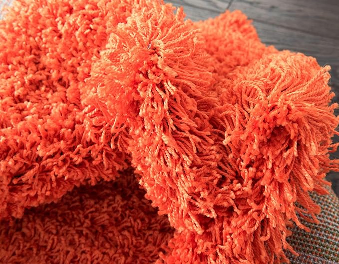 Unique Loom Solid Shag Collection Area Rug (7' 10" x 10' Rectangle, Tiger Orange)