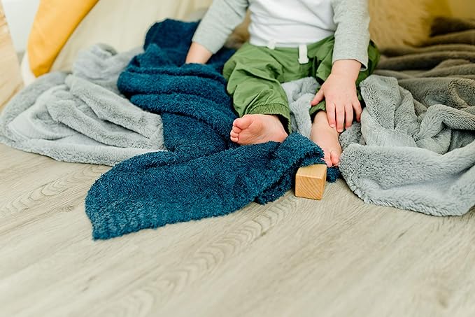 SARANONI Bamboni Luxury Baby Blanket | Cozy & Soft Plush Receiving Blankets | Perfect for Girls & Infant Baby Boy Blankets | Nautical Blue - 30” x 40"