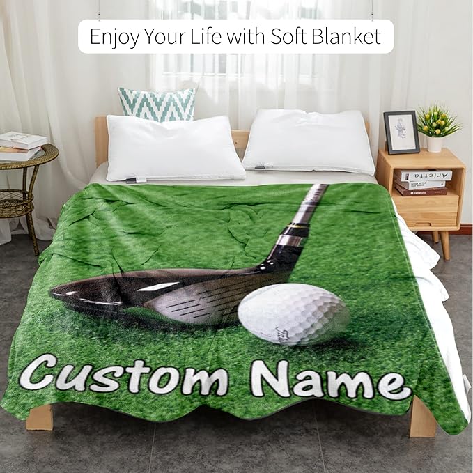 Personalized Custom Blanket: Soft Flannel Throw with Name & Number - Super Soft, Perfect for Kids, Boys, Girls, Women, Men Golf Lovers (30" x 40")