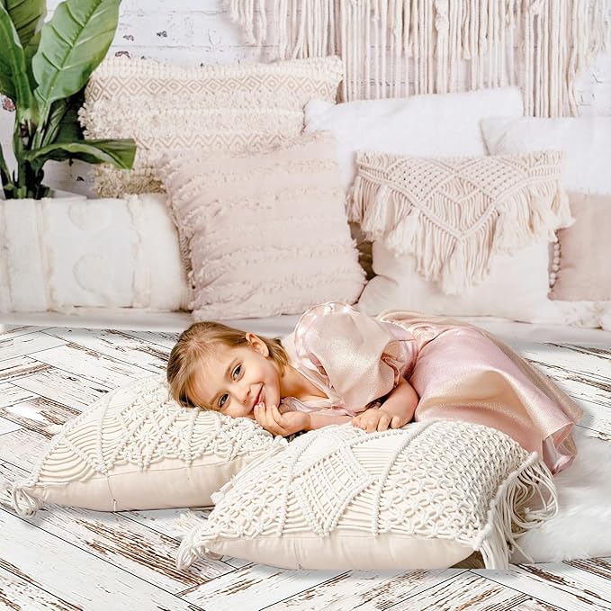 Kate Photography Floor Mats Vintage Wood Floor Backdrop Retro White Wooden Rubber Mats for Newborn Photography Props for Professional Photographers Studio 8x5ft