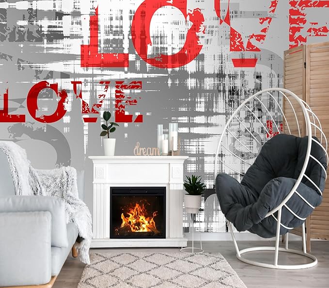 XMPMBM-Graffiti Art backsplash Large Decorative Wallpaper Colorful Alphabet Bedroom Bathroom Wall Mural- W 132" X H 92"（93 Square Foot）