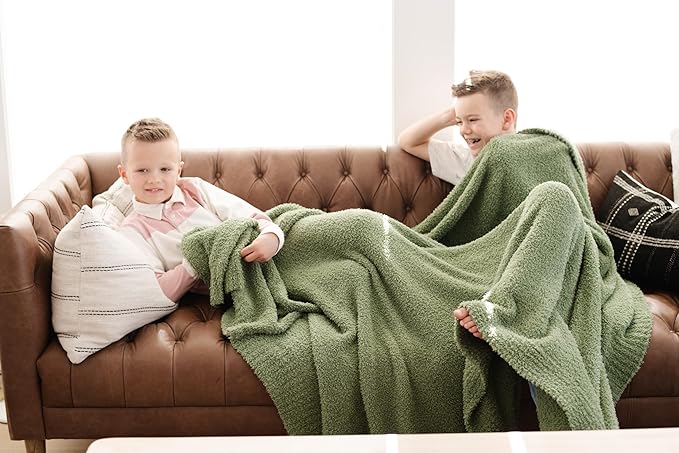 SARANONI Bamboni Luxury Throw Blanket | Oversized Super Soft Plush Home Decorative Comfy Blankets for Couch or Bed | Olive - X-Large 60” x 80”