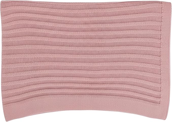 Baby Knit Blanket, 100% Cotton Ribble Patterns, Soft, Cozy, Lightweight Swaddle for Newborn & Infant Swaddling Beige Neutral, Perfect Baby Shower Ideas Pink 30x30