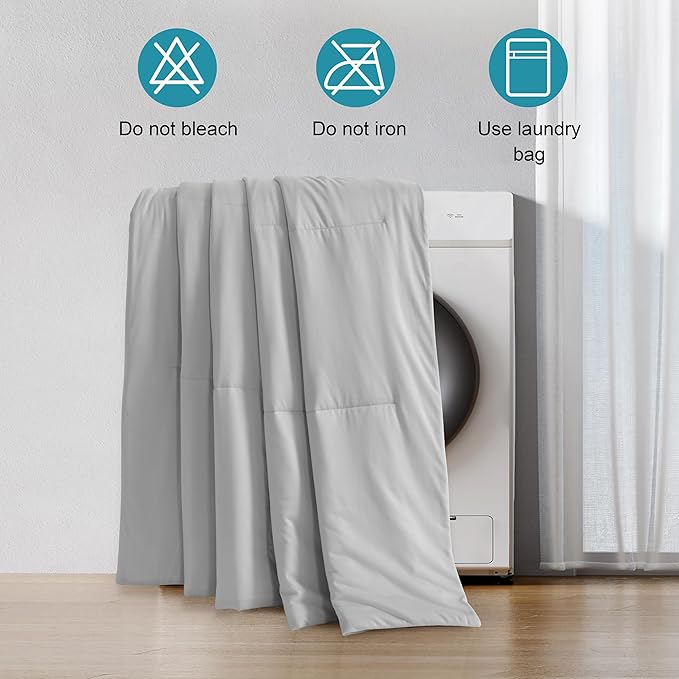 NTBAY Cooling Blanket Queen, 90x90 Inches - Lightweight Summer Bed Blanket for Hot Sleepers, Japanese Double-Sided Q-Max 0.45 Cooling Fabric, Light Grey