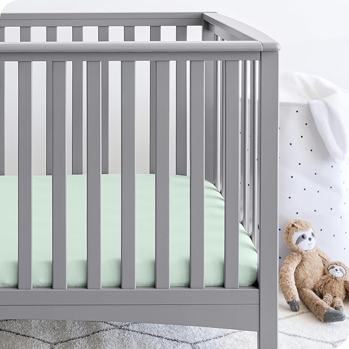 Bare Home 2-Pack Fitted Crib Sheets - Premium 1800 Ultra-Soft Microfiber - Breathable - Baby Sheet - for Boys & Girls - Fits Standard Crib and Toddler Mattresses (Spring Mint/Cloud Grey)