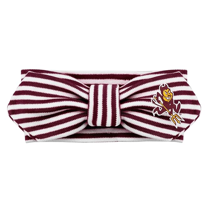 Creative Knitwear Arizona State Sun Devils Infant Girls Maroon/White Striped Hair Knot Headband Embroidered Logo - Size Newborn - 4T