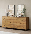 WAMPAT 6-Drawer Kids Dresser for Bedroom, 2-in-1 Modern Large Chest of Drawers with Black Knobs, 71 Inch Wide Oak Brown Wood Children Dresser for Baby Room, Nursery