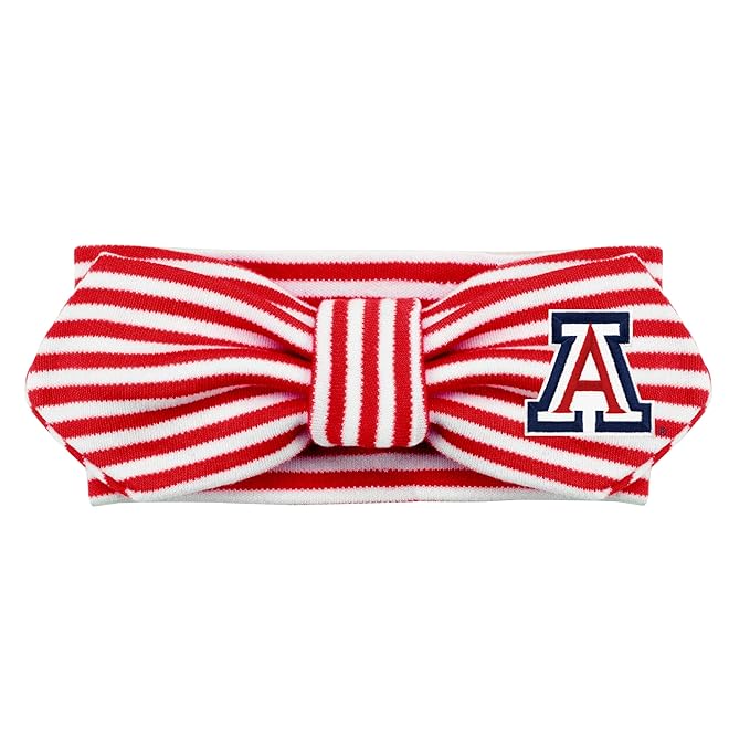 Creative Knitwear Arizona Wildcats Infant Girls Red/White Striped Hair Knot Headband Embroidered Logo - Size Newborn - 4T