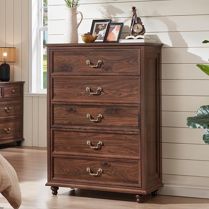 Bedroom Dresser Sets, 54" Wide 7 Drawers Dresser and 45" Tall 5 Drawers Dresser, Wooden 2 Piece Bedroom Furniture Set, Chest of Drawer for Bedroom, Home, Living Room, Hallway, Brown