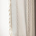 Deeprove White Boho Curtains 72 inches Long with Tassel for Bedroom Living Room, Bohemian Moroccan Sheer Embroidery Rustic Farmhouse Cotton Linen French Country Window Drape, W52 x L72, 1 Panel